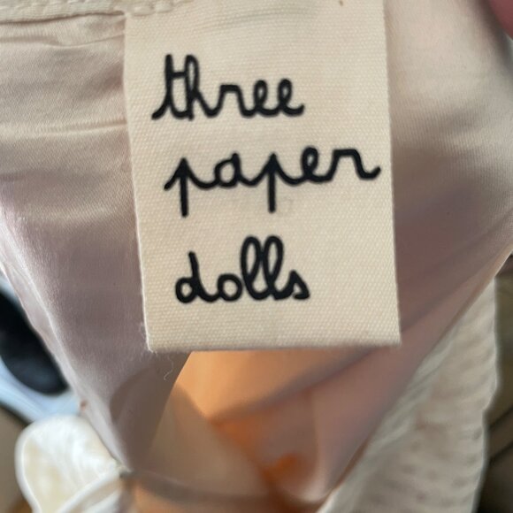 Cream Midi Pleated Skirt With Brown Satin Hem By Three Paper Dolls - Picture 5 of 6